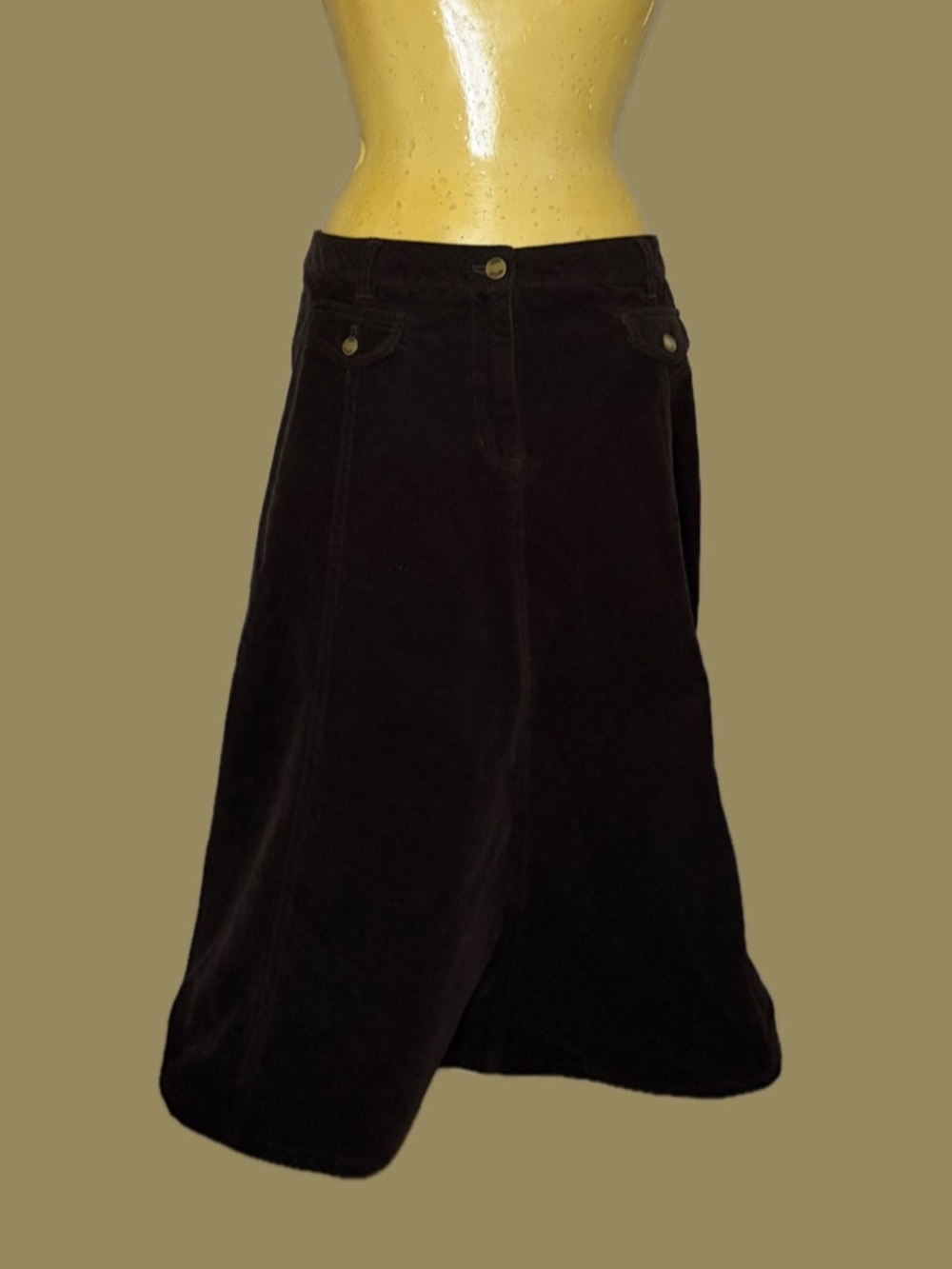 💼Vintage Chocolate Brown Corduroy Midi Skirt💼